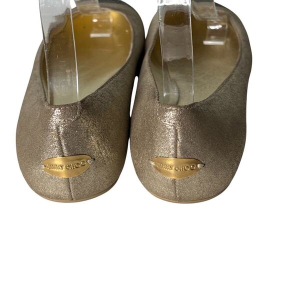 Jimmy Choo Crystal Embellished Cap Toe Ballet Flats Champagne Size 38.5 (8.5) - Picture 4 of 10